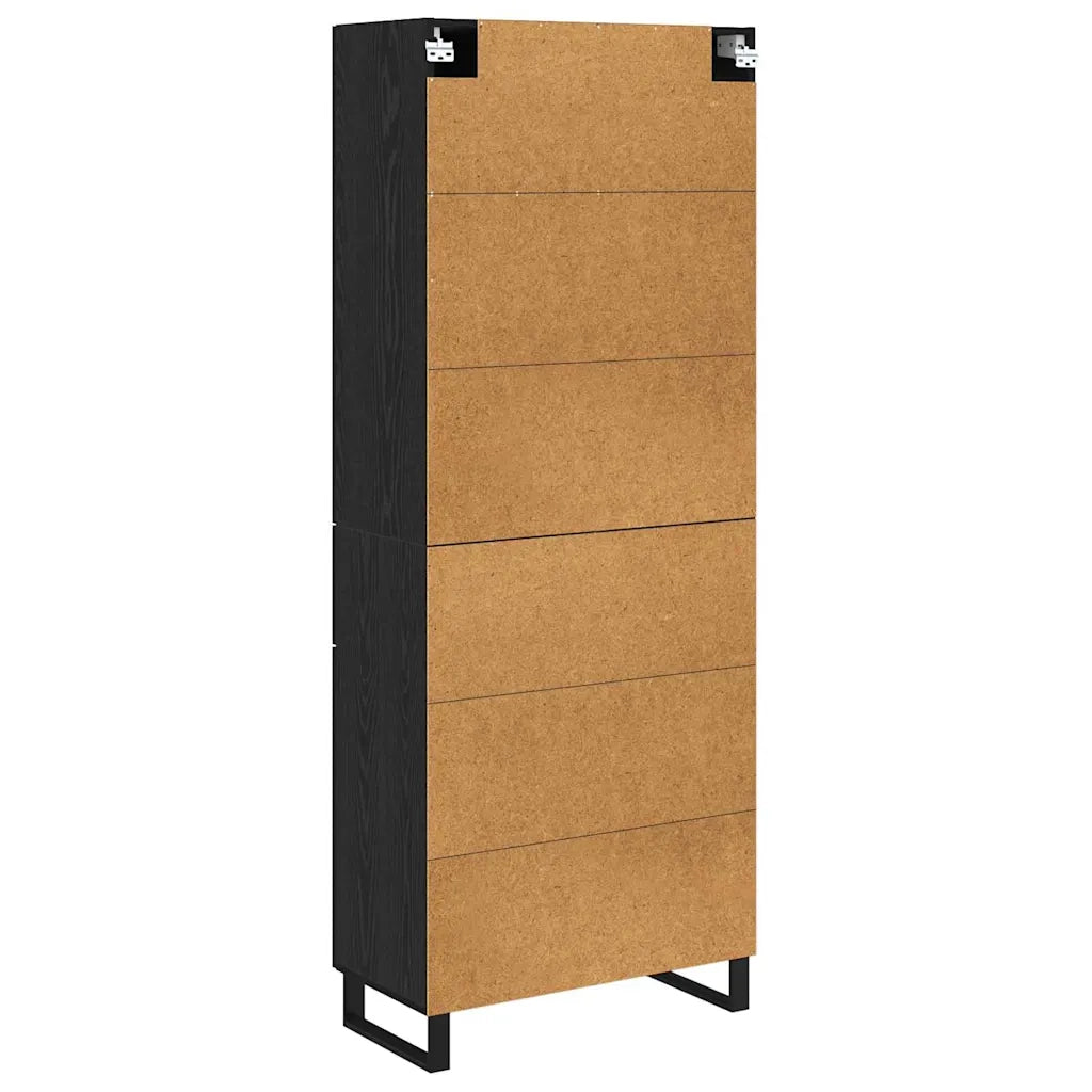 Credenza 2 pz | Madia | Buffet da pranzo | Armadio da pranzo Rovere Nero Legno Stratificato e Vetro