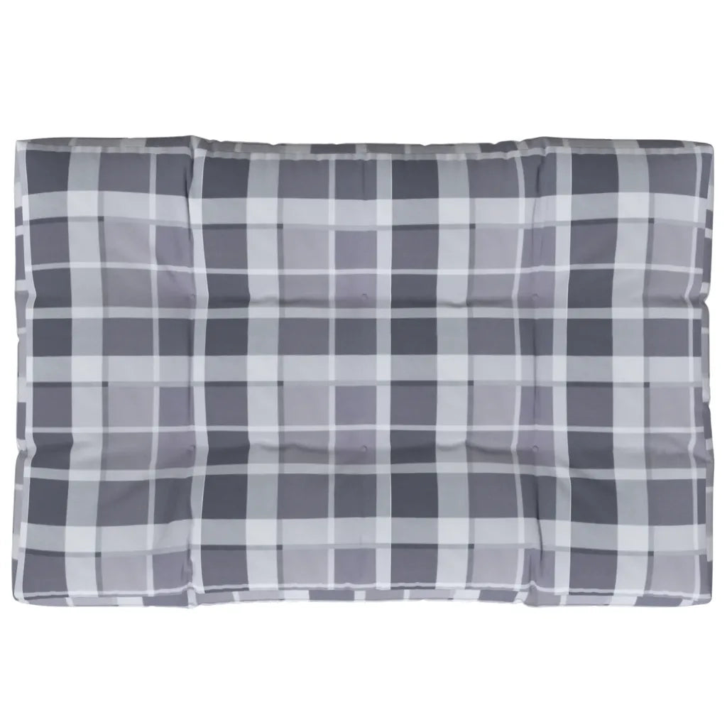 Cuscino per Pallet a Quadri Grigi 120x80x12 cm in Tessuto 314422