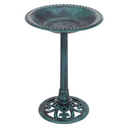 Mangiatoia per uccelli da bagno su piedistallo da giardino ¦µ51x72cm-Vasca per uccelli autoportante da esterno con supporto-Verde