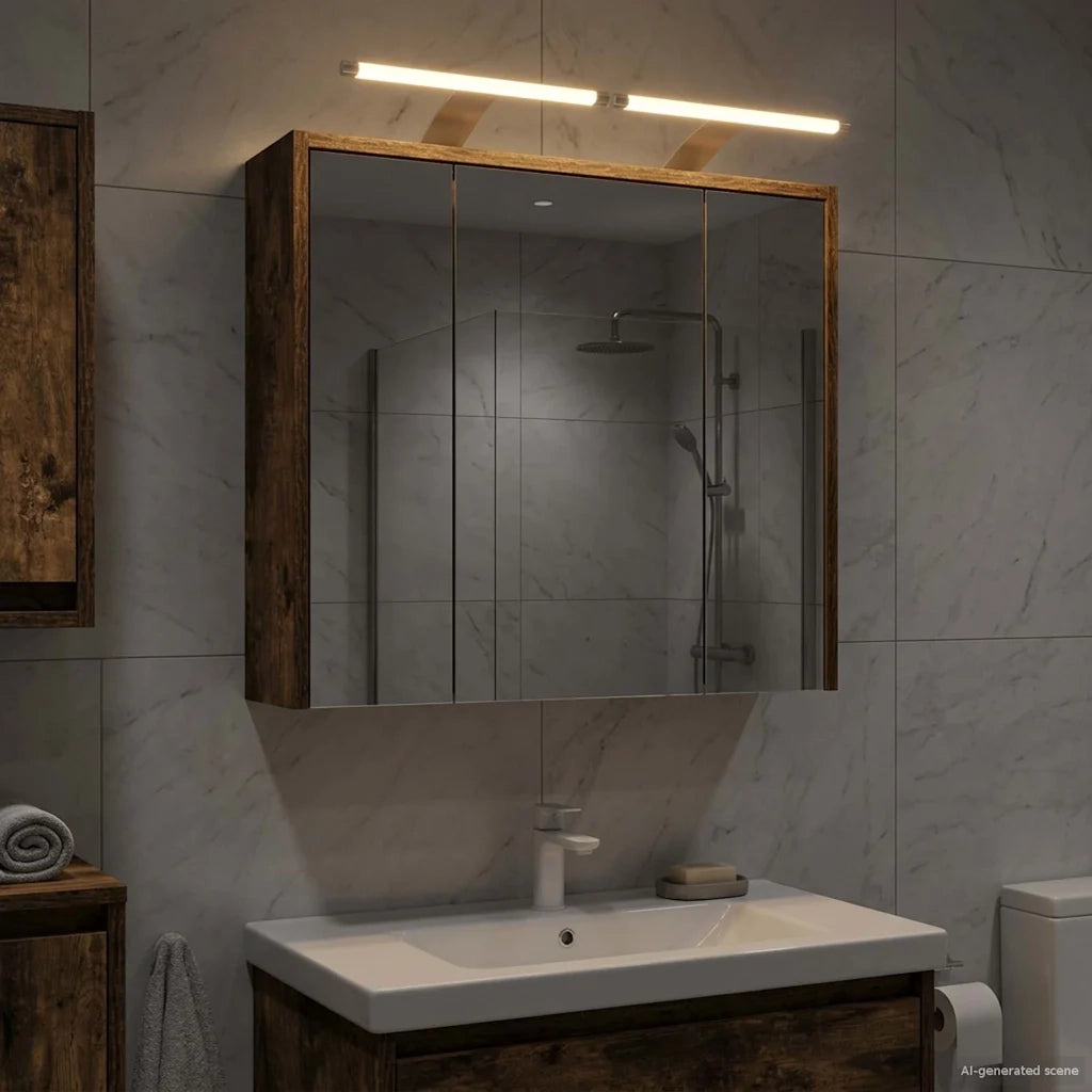 Mobiletto per specchio da bagno Rovere fumé 63,5 x 16 x 62,5 cm