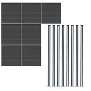 Pannelli Recinzione x7 + 8 Pali Alluminio LED Grigio Doghe PVC 185cm