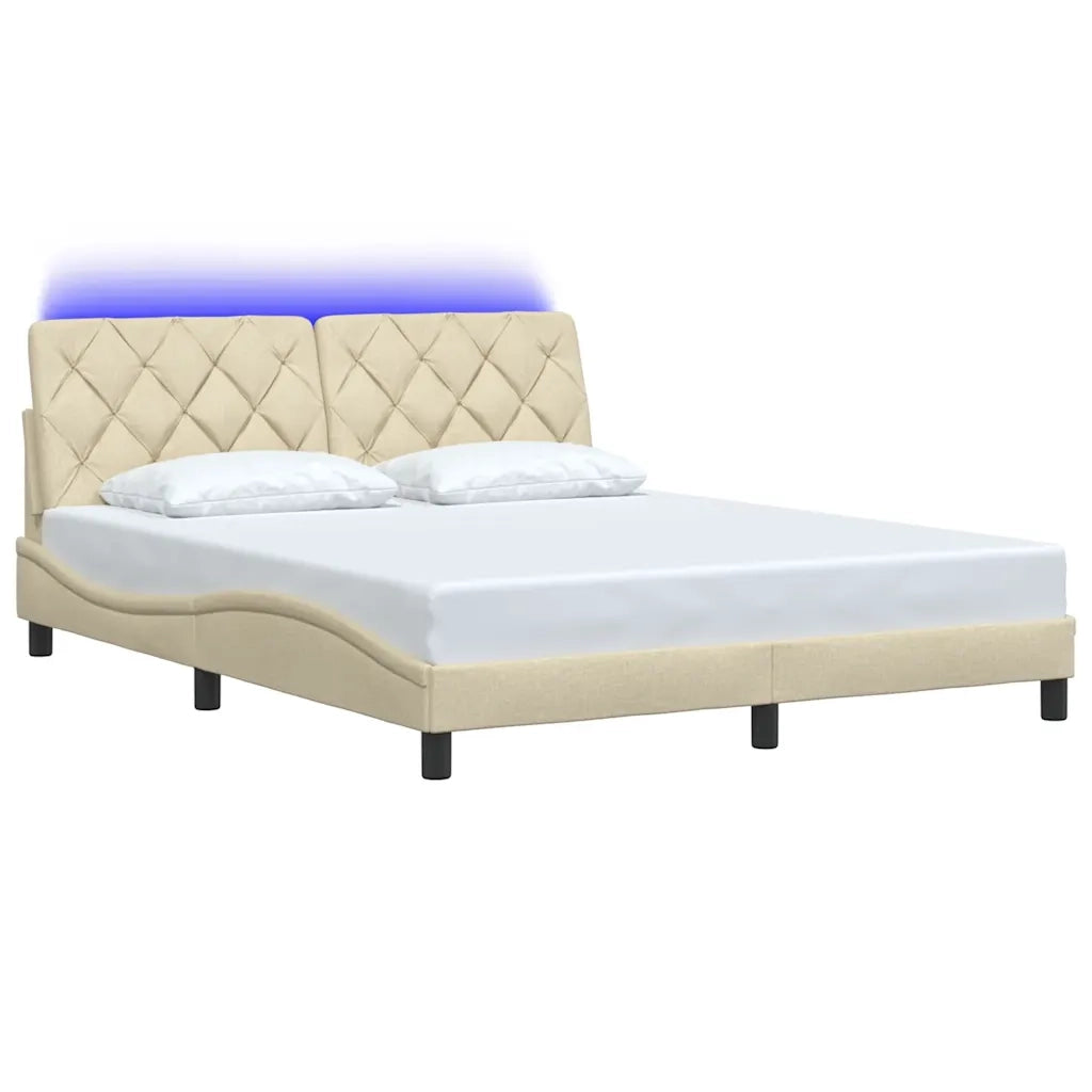Giroletto con LED senza Materasso Crema 160x200 cm in Tessuto 3310683