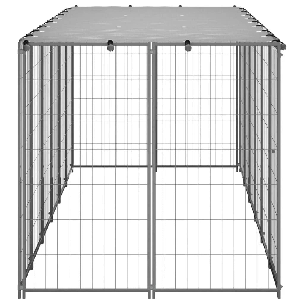 Gabbia per cani da esterno per animali parco cani argento 330 x 110 x 110 cm acciaio 02_0000270