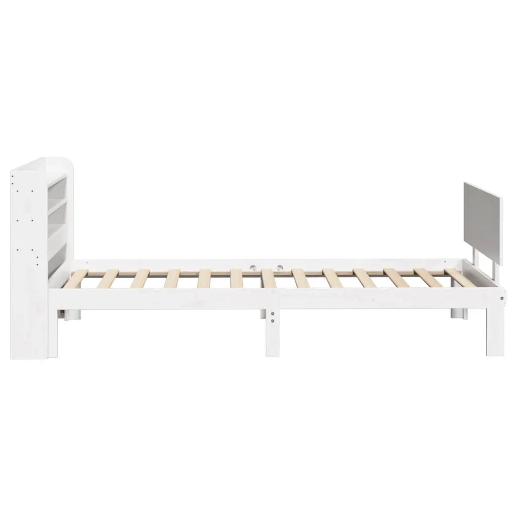 Giroletto con Testiera Bianco 75x190 cm Legno Massello di Pino