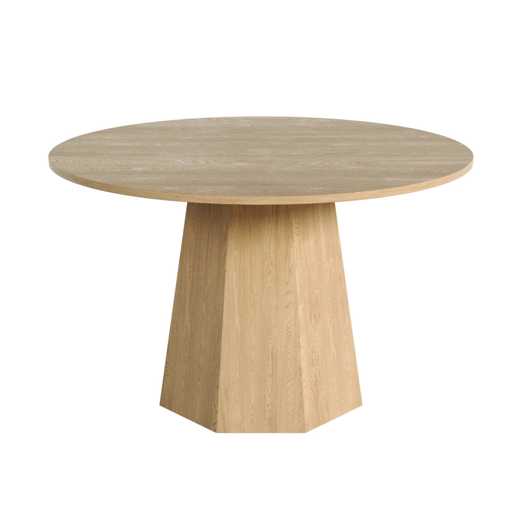 Tavolo da pranzo rotondo per 4-6 persone in MDF effetto rovere, stile scandinavo, per interni, diametro 120 cm