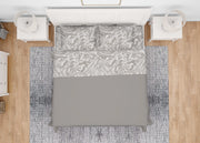 Completo Lenzuola Letto In 100% Cotone Made Italy Disegno Splash - Matrimoniale - Beige