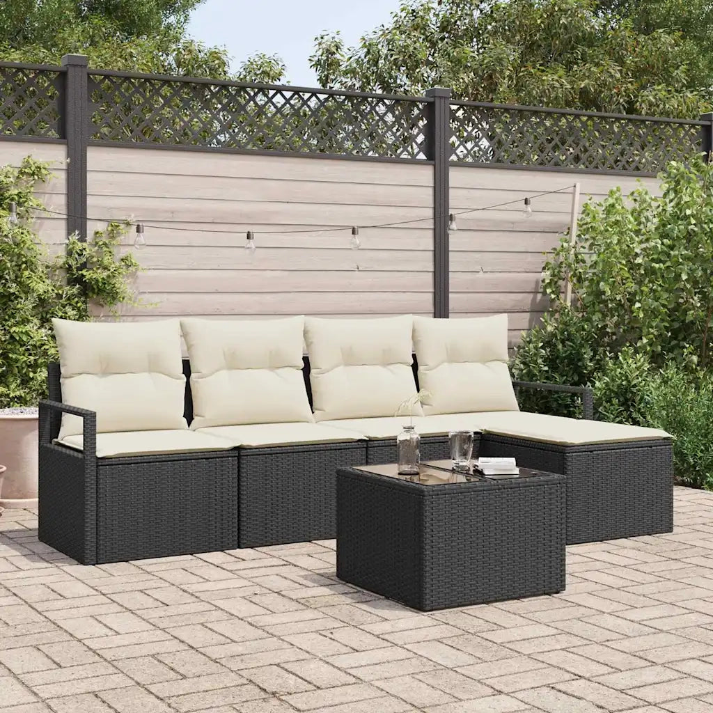 Set di divani con cuscino 6 pcs Nero polyrattan 3346347