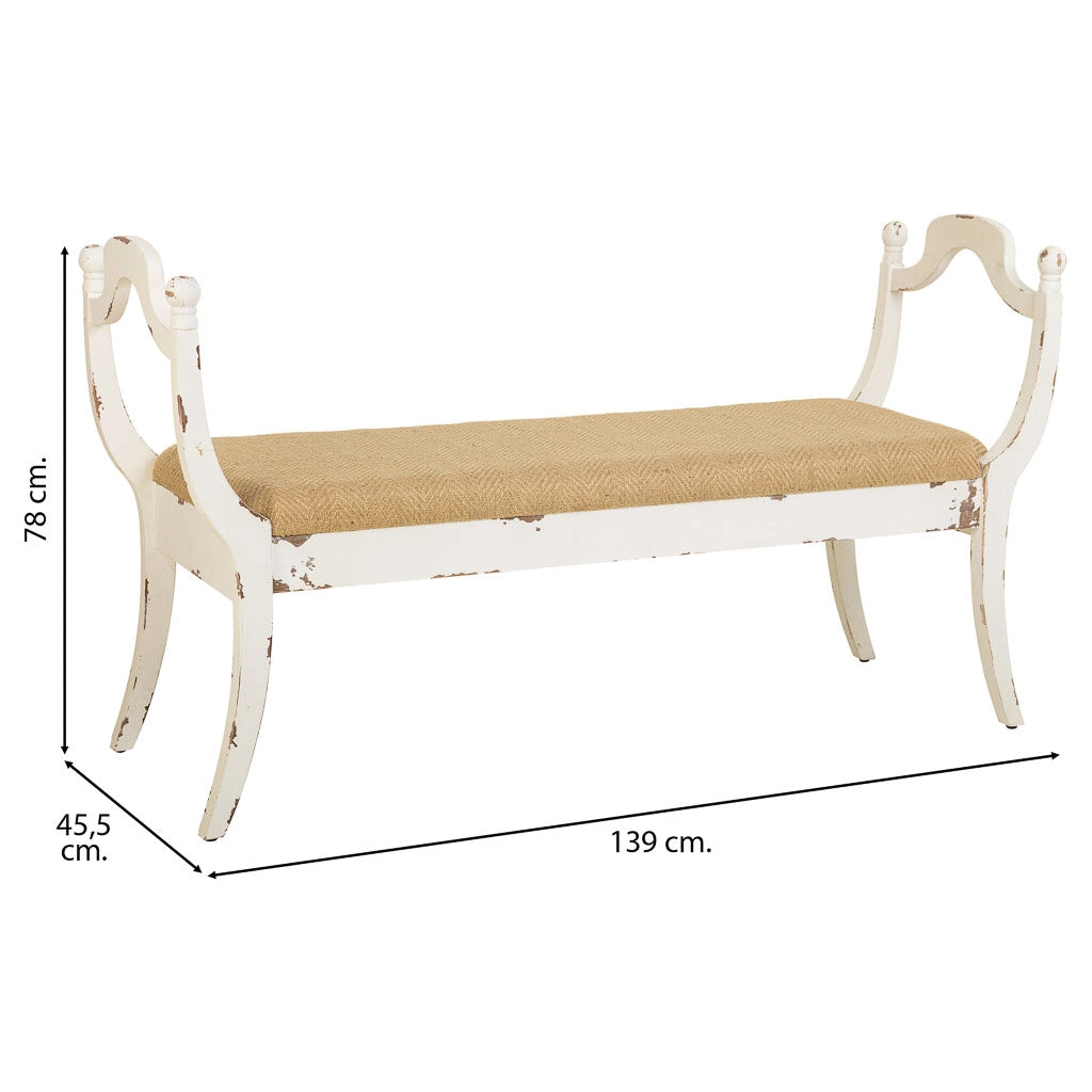 Sgabello imbottita in legno bianco 139x45,5x78h