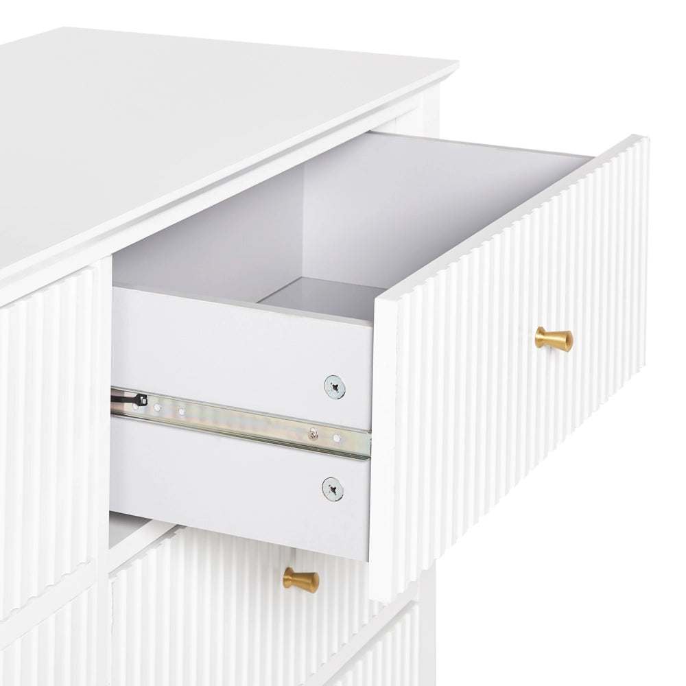 Cassettiera a 6 cassetti in MDF bianco con maniglie in oro Soggiorno elegante