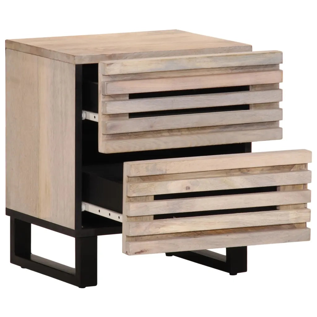 Comodino 40x34x46 cm in Legno Massello di Mango Sbiancato 377432