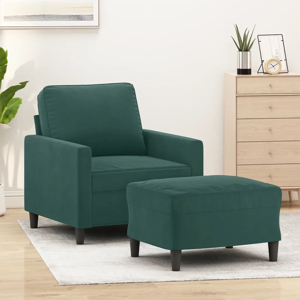 Poltroncina con Poggiapiedi Verde Scuro 60 cm in Velluto CFW9068103