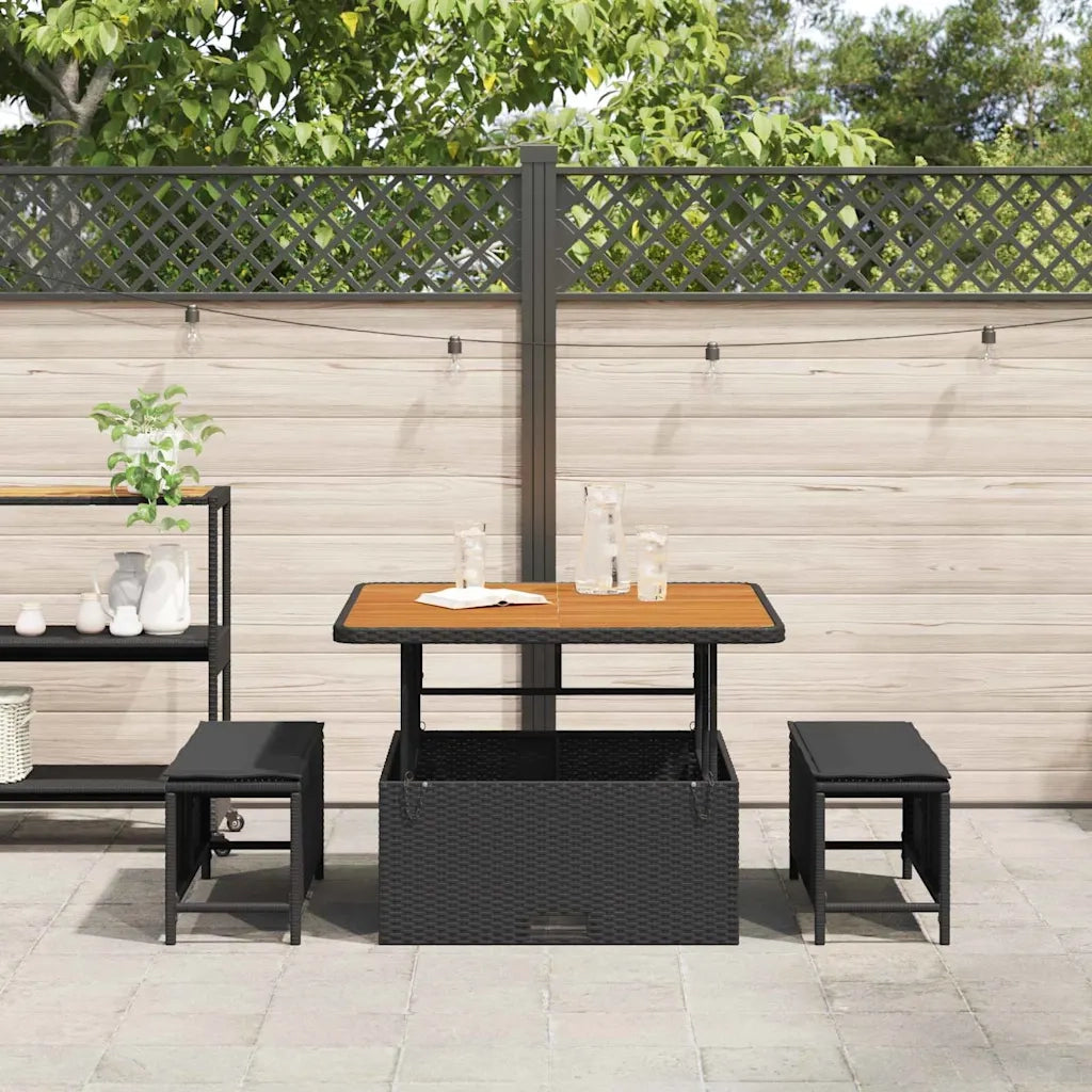 Set da Pranzo per Giardino | Set Salotto da Giardino Nero polyrattan