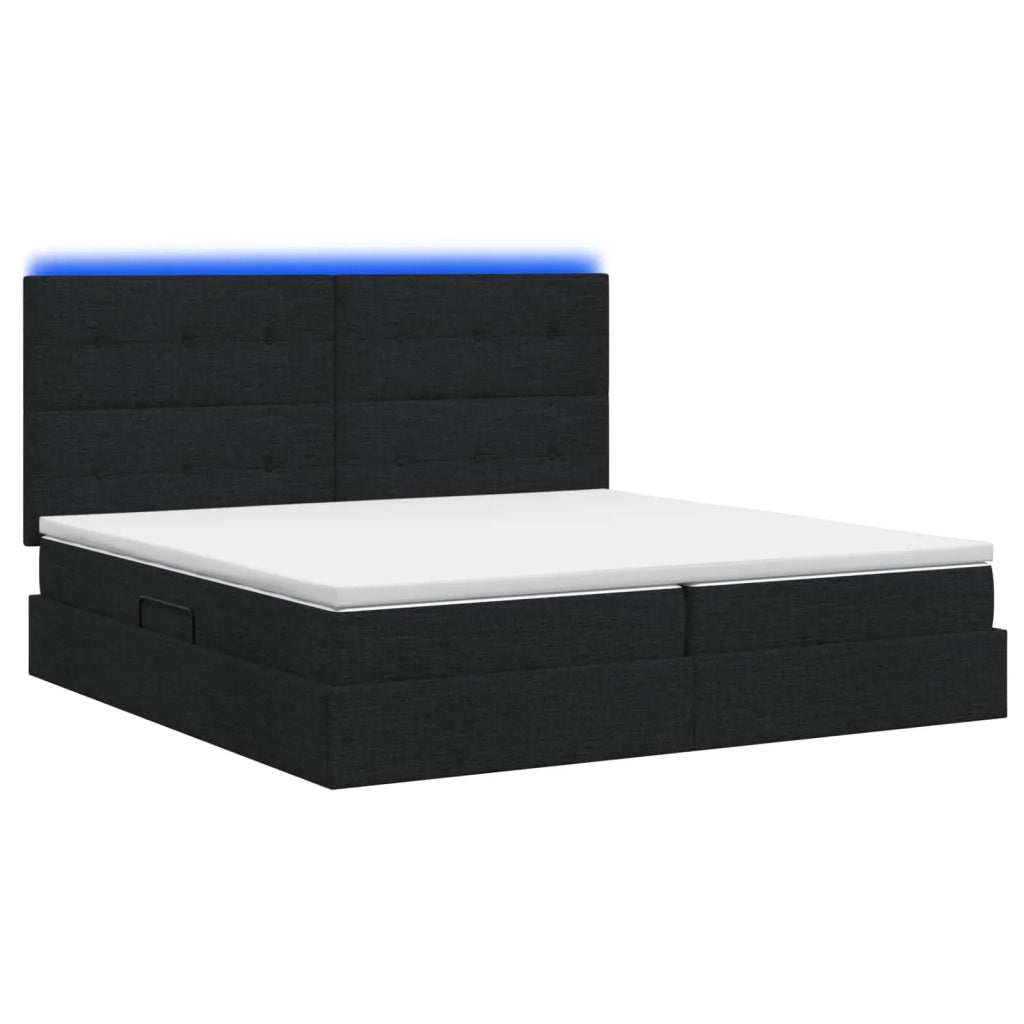 Letto con contenitore LED e materasso Nero 200 x 200 cm Tessuto 3459968