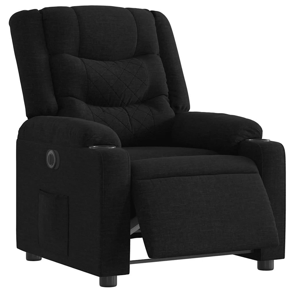 Poltrona | Sedia Relax Elettrica Reclinabile Nera in Tessuto