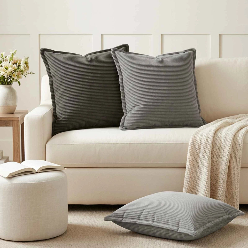 Federa 6 pz HOUTEN Grigio Chiaro 55 x 55 cm corduroy 920416