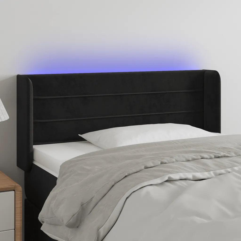 Testiera a LED-Testata con LED Nera 83x16x78/88 cm in Velluto 666338