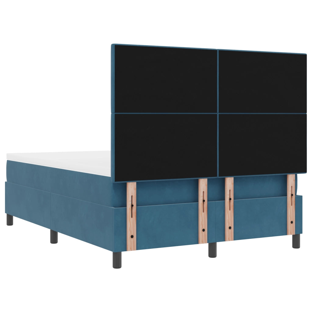 Letto Contenitore con Materasso & LED Blu Scuro 140x200 cm Velluto