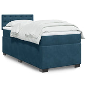 Giroletto a Molle con Materasso Blu Scuro 90x190 cm in Velluto