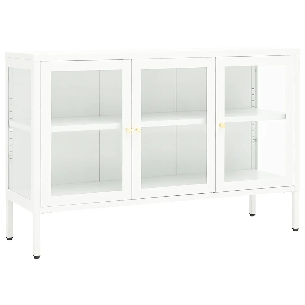 Credenza | Madia | Buffet da pranzo | Armadio da pranzo Bianca 105x35x70 cm in Acciaio e Vetro