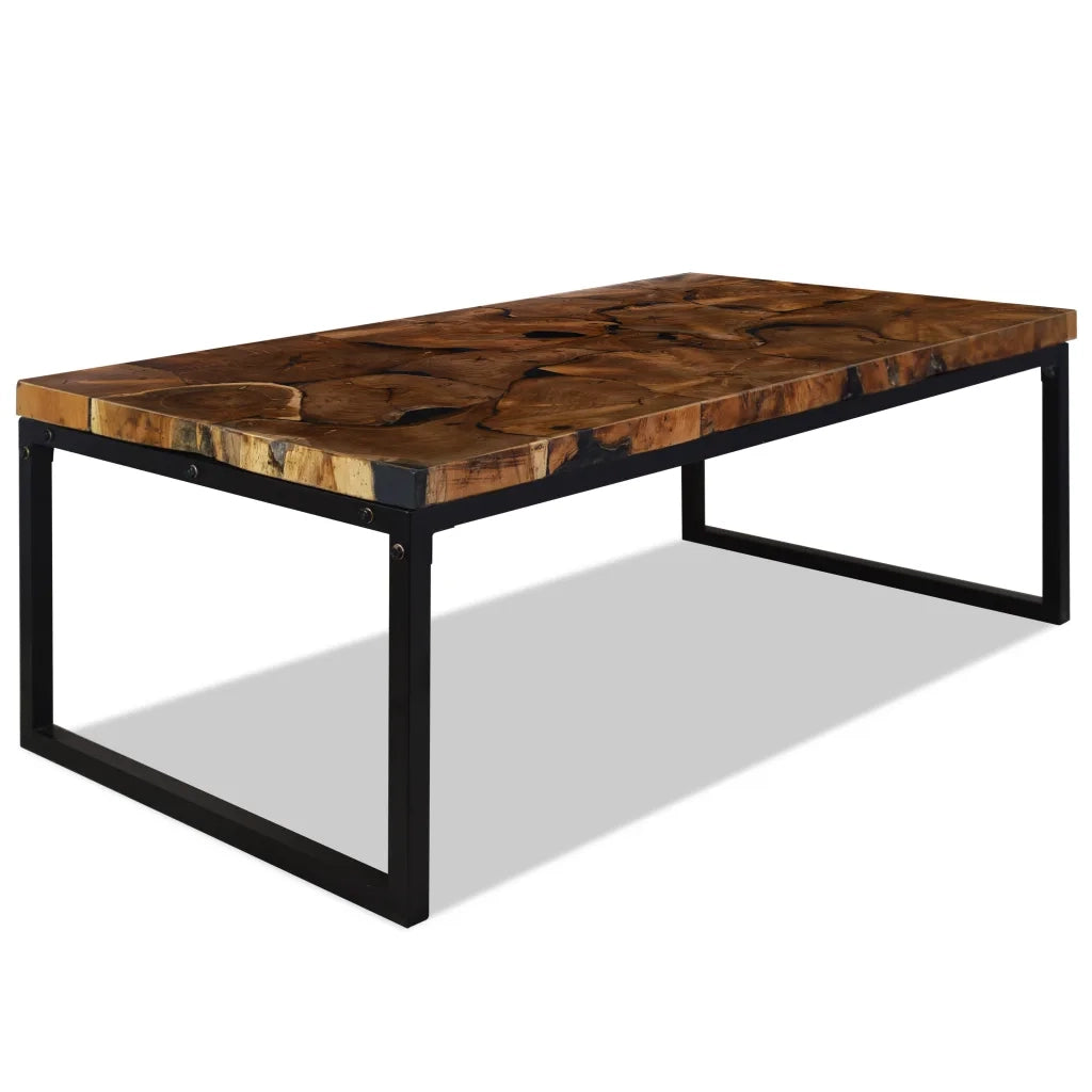 Tavolino da Salotto in Legno di Teak e Resina 110x60x40 cmcod mxl 102891