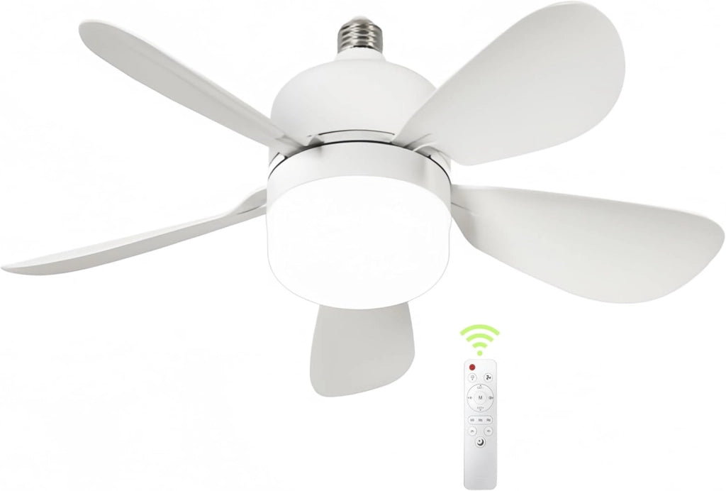 Lampadina LED E27 con Ventilatore e Telecomando 19W + 9W, Dimmerabile, 3 Temperature Colore 3000K 4000K 6500K, 1000 Lumen, Attacco E27