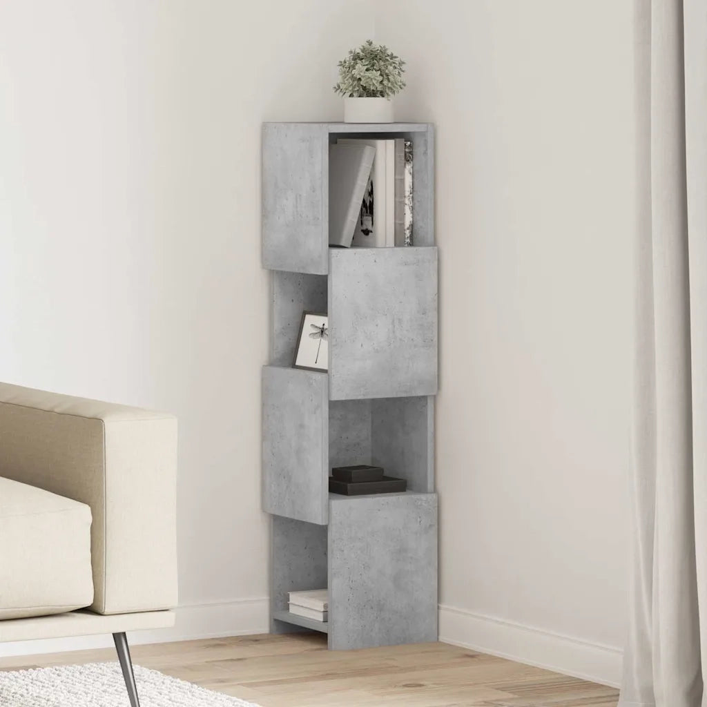 Mobile angolare Grigio cemento 25,5x25x102cm Legno multistrato 889808