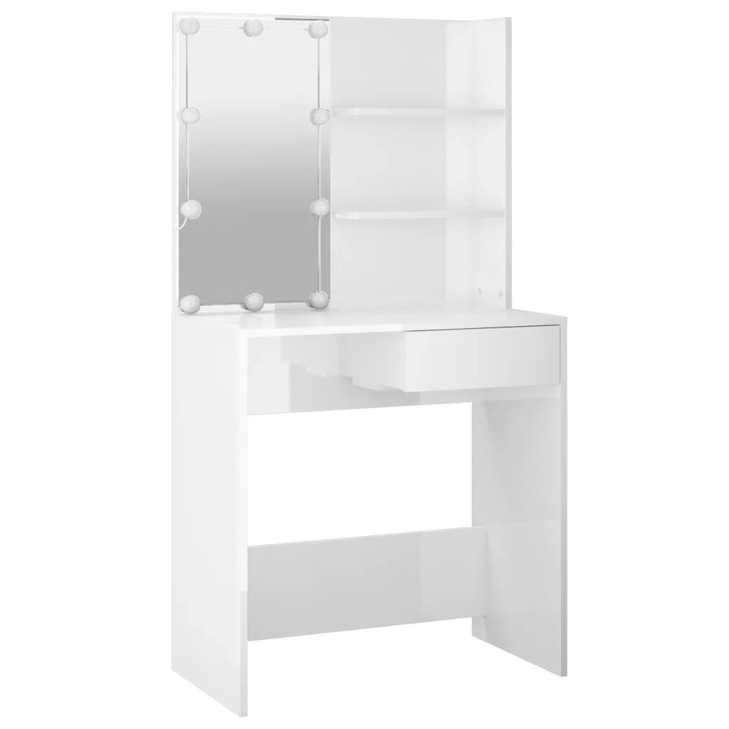 Toeletta con LED Bianco Lucido 74,5x40x141 cm 808807
