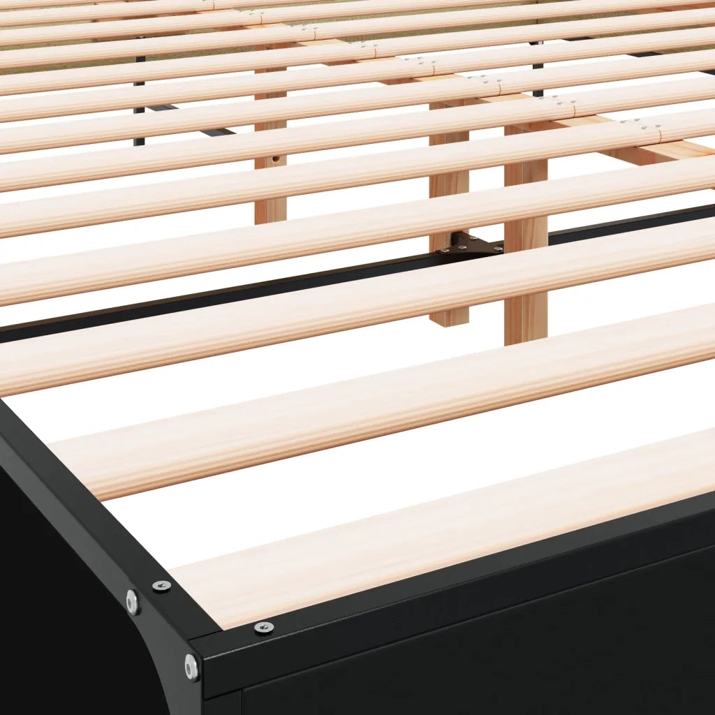 Giroletto Nero 140x200 cm in Legno Multistrato e Metallo 3279997