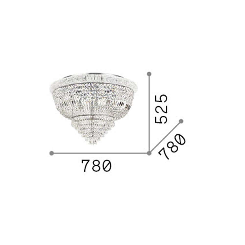 Plafoniera Classica Dubai Metallo-Cristallo Cromo 24 Luci E14