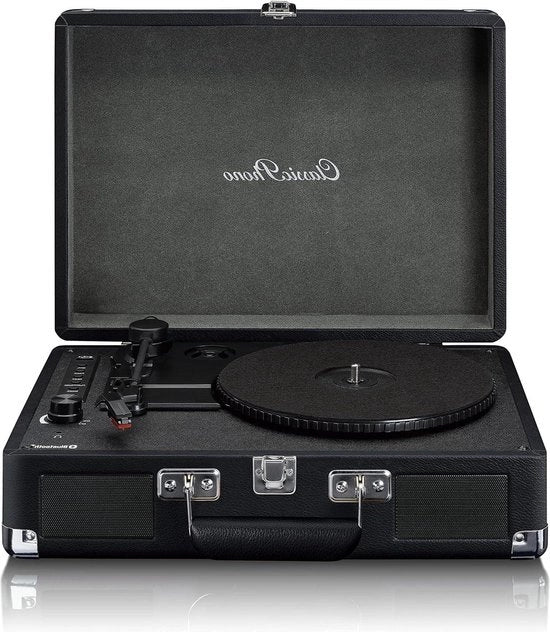 Platenspeler Classico - 3 Velocità - Bluetooth - USB - Registratore Diretto su USB - Alimentazione a Cavo - Nero - Alta Qualità Audio
