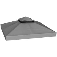 Telo per Gazebo 3 x 3 m, Telo di Ricambio per Gazebo a 2 Livelli, Protezione UPF30+, con Fori di Drenaggio, Grigio Scuro