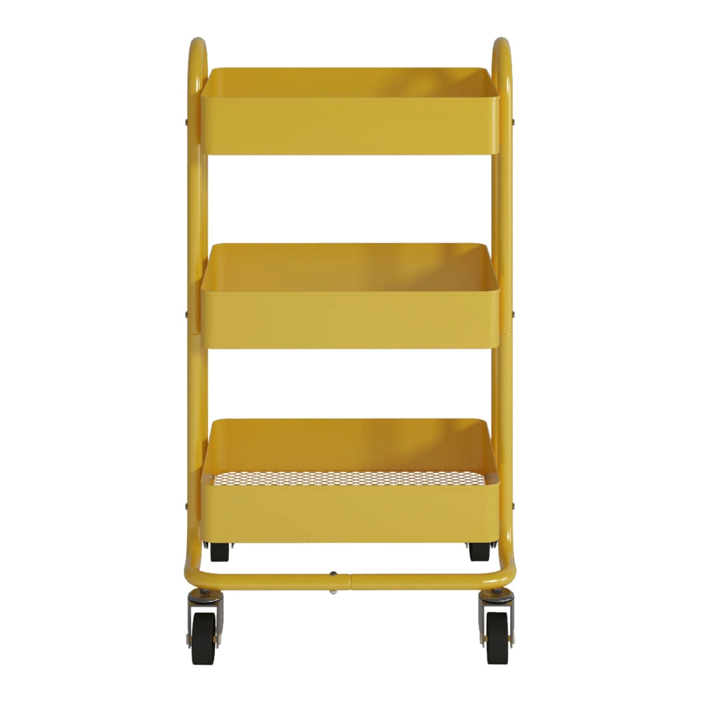 Carrello di servizio mobile contenitore per cucina/soggiorno su ruote 3 cestelli in acciaio 78,5 x 46 x 35 cm giallo 03_0009244