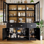 Credenza alta moderna con ante in acrilico, MDF nero, struttura salvaspazio con sistema antiribaltamento