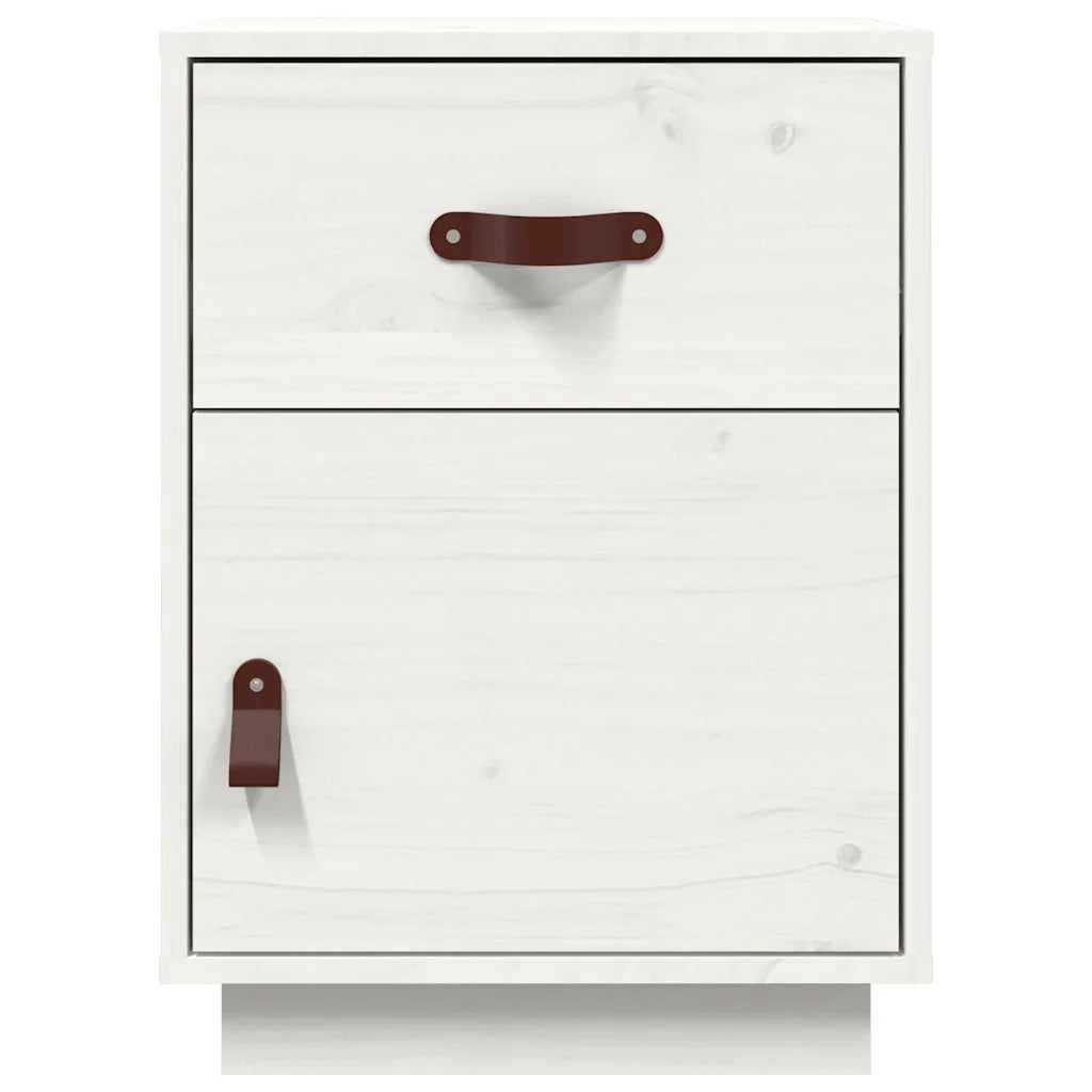 Comodino | Armadio da Notte | Mobiletto da notte Bianco 40x34x55 cm in Legno Massello di Pino