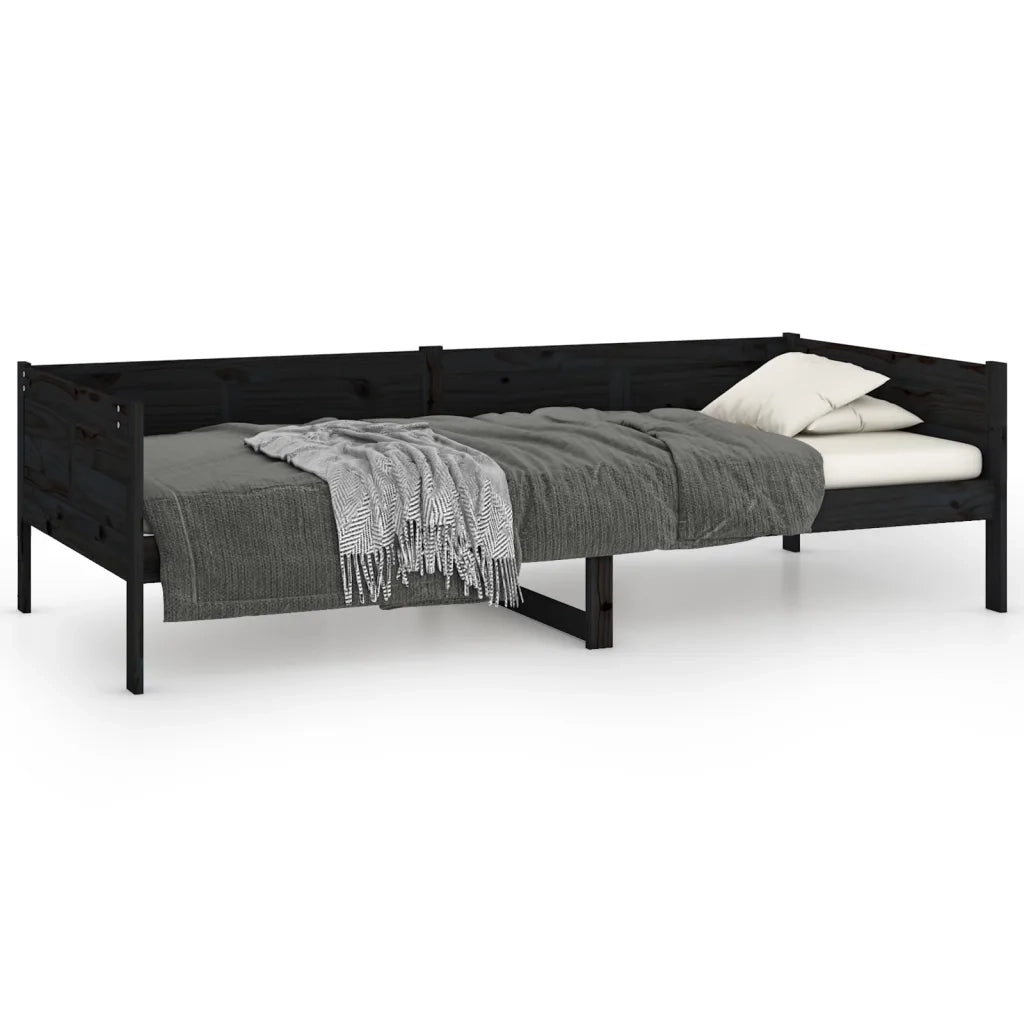 Letto singolo | Letto per adulti | Dormeuse Nera in Legno Massello di Pino 90x190 cm