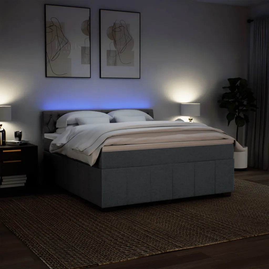 Giroletto a Molle con Materasso Grigio Scuro 180x200 cm Tessuto