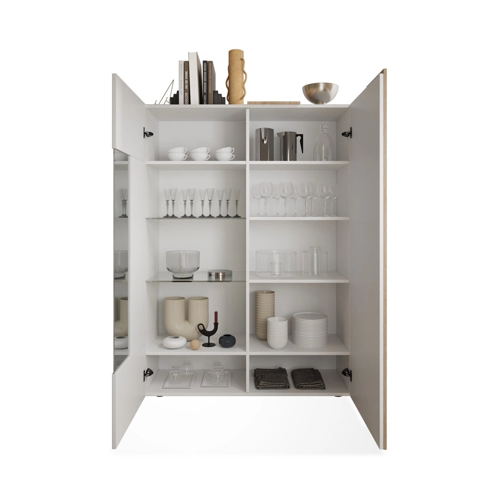 Mobile Espositore Gorizia, Vetrina 8 Ripiani, 121x44x169h cm Bianco Lucido