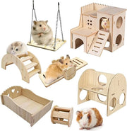 Set di case per hamster in legno: 7 pezzi di giocattolo per hamster per cavia giocattoli per accessori di cavia per gerbili per chinchilla per dwerghamster