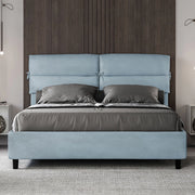 Letto matrimoniale senza rete imbottito 160x190 microfibra azzurro Nandy