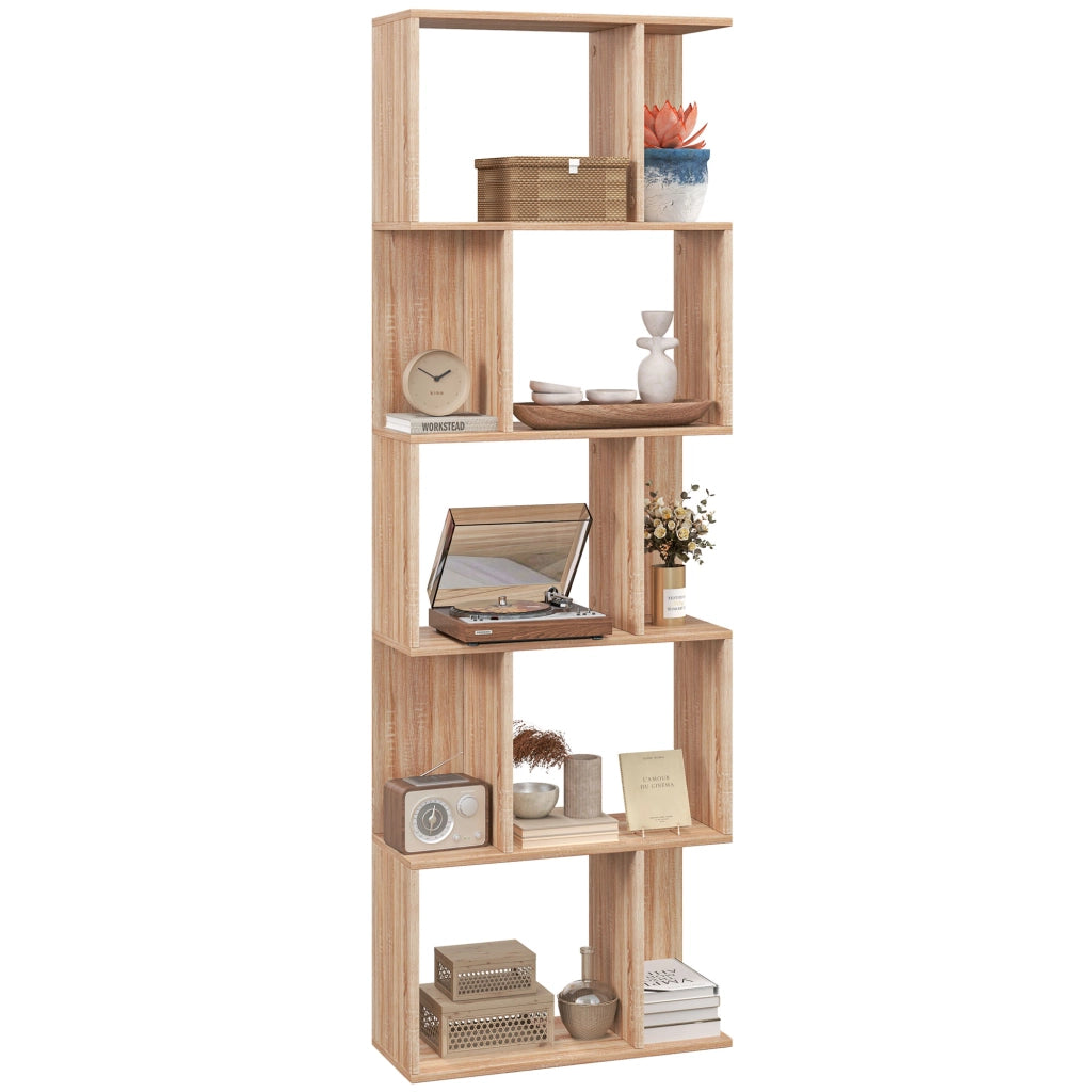 Libreria in Legno 5 Ripiani con Divisorio ¨C zephmum ¨C Legno 60x24x184.5 cm