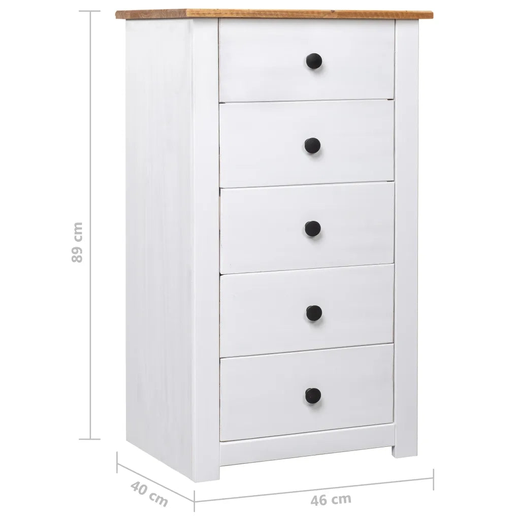 Credenza Bianca 46x40x89 cm in Legno Massello di Pino Panama 282651