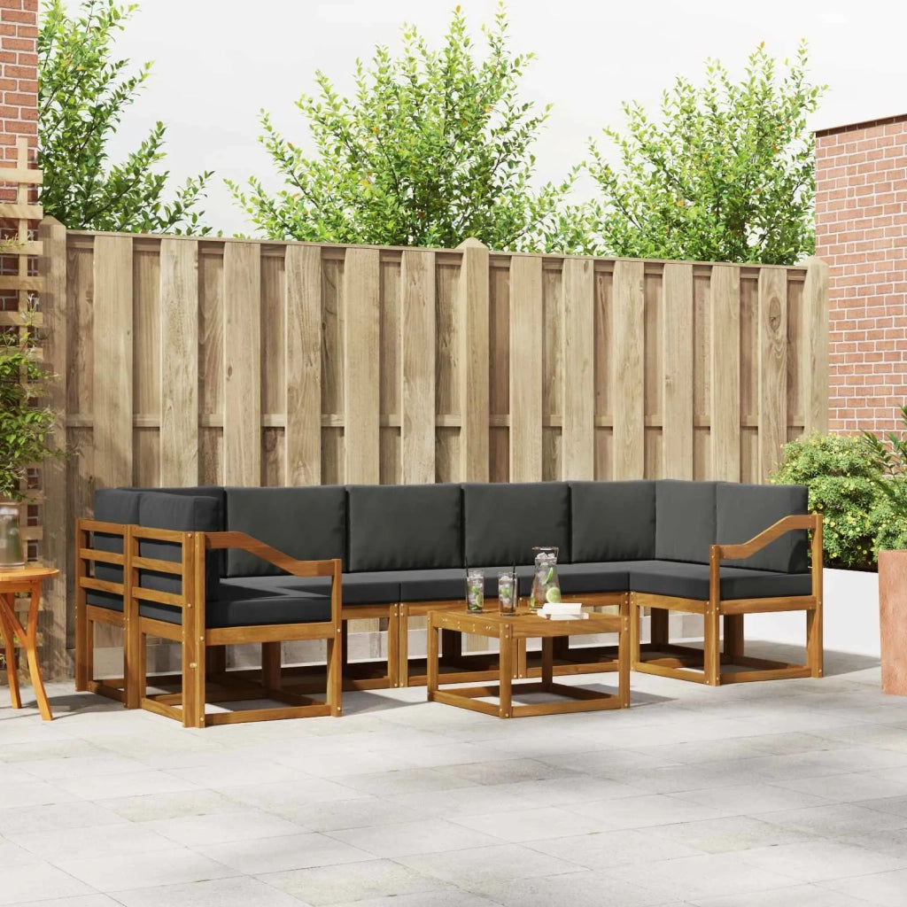 Set di divani da esterno con cuscino 8 pcs Naturale e Antracite 3366165