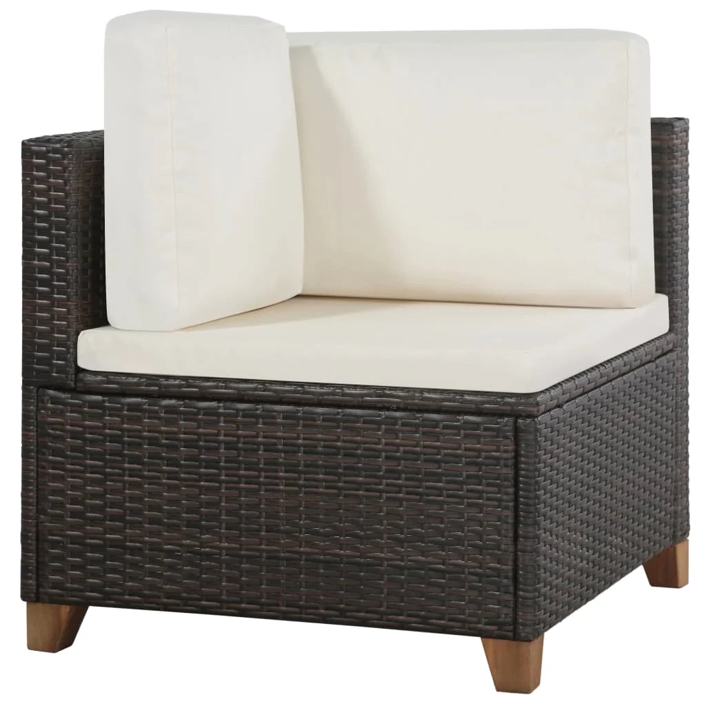 Set di mobili da giardino mobili da esterno set da 4 pezzi con cuscini resina intrecciata marrone 02_0016192