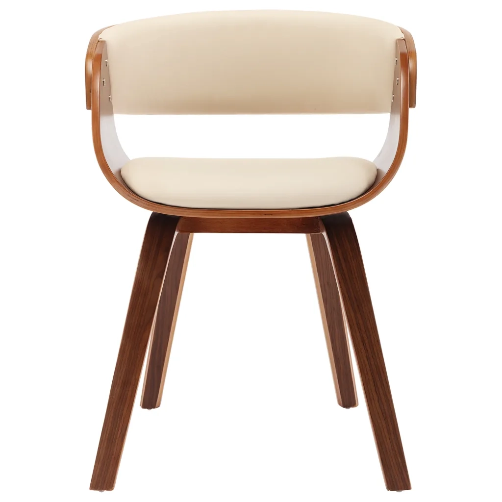 Sedie da Pranzo 4 pz in Legno Curvato e Similpelle Crema 278857