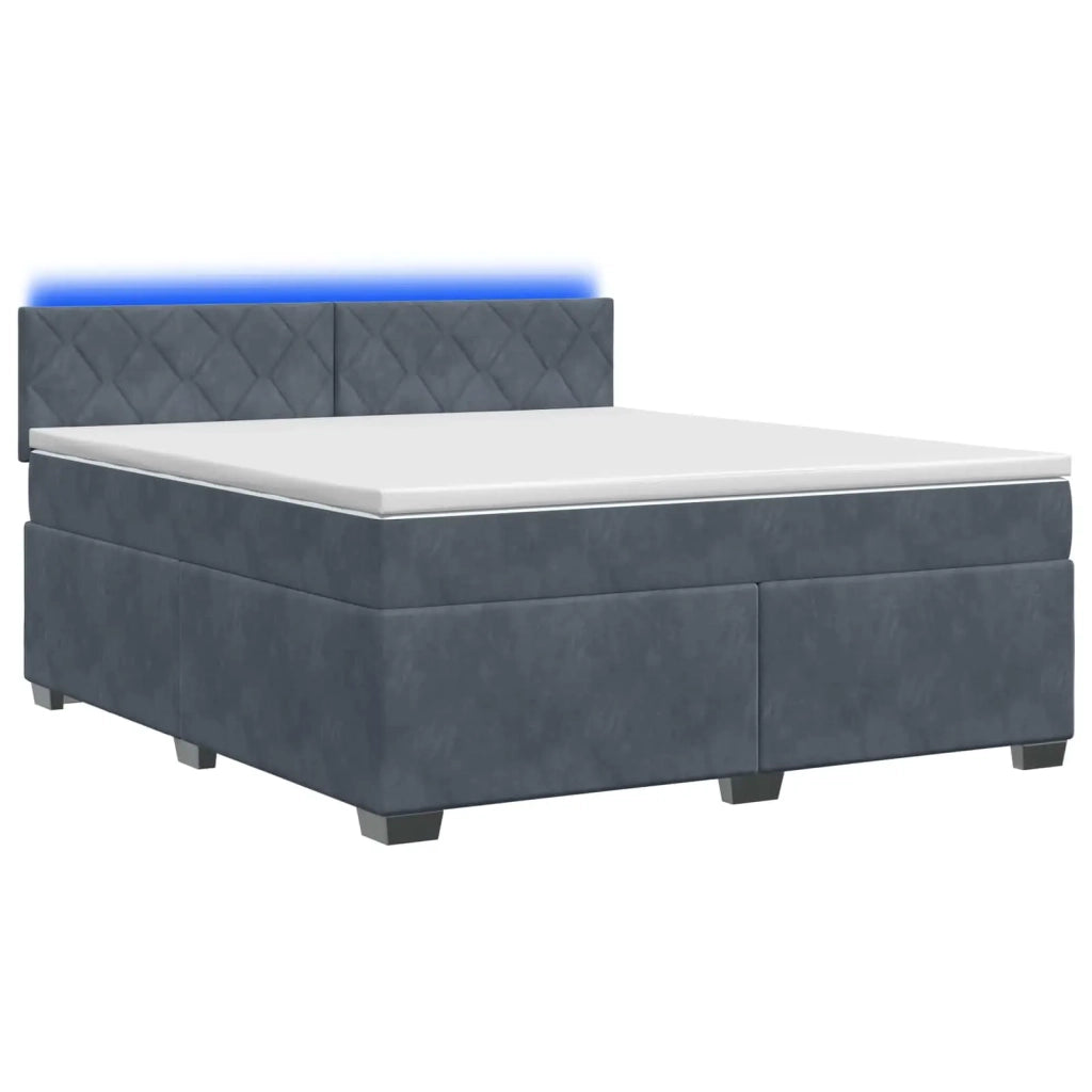 Letto con Box Spring, Materasso e LED Grigio Scuro 140 x 190 cm 3452181