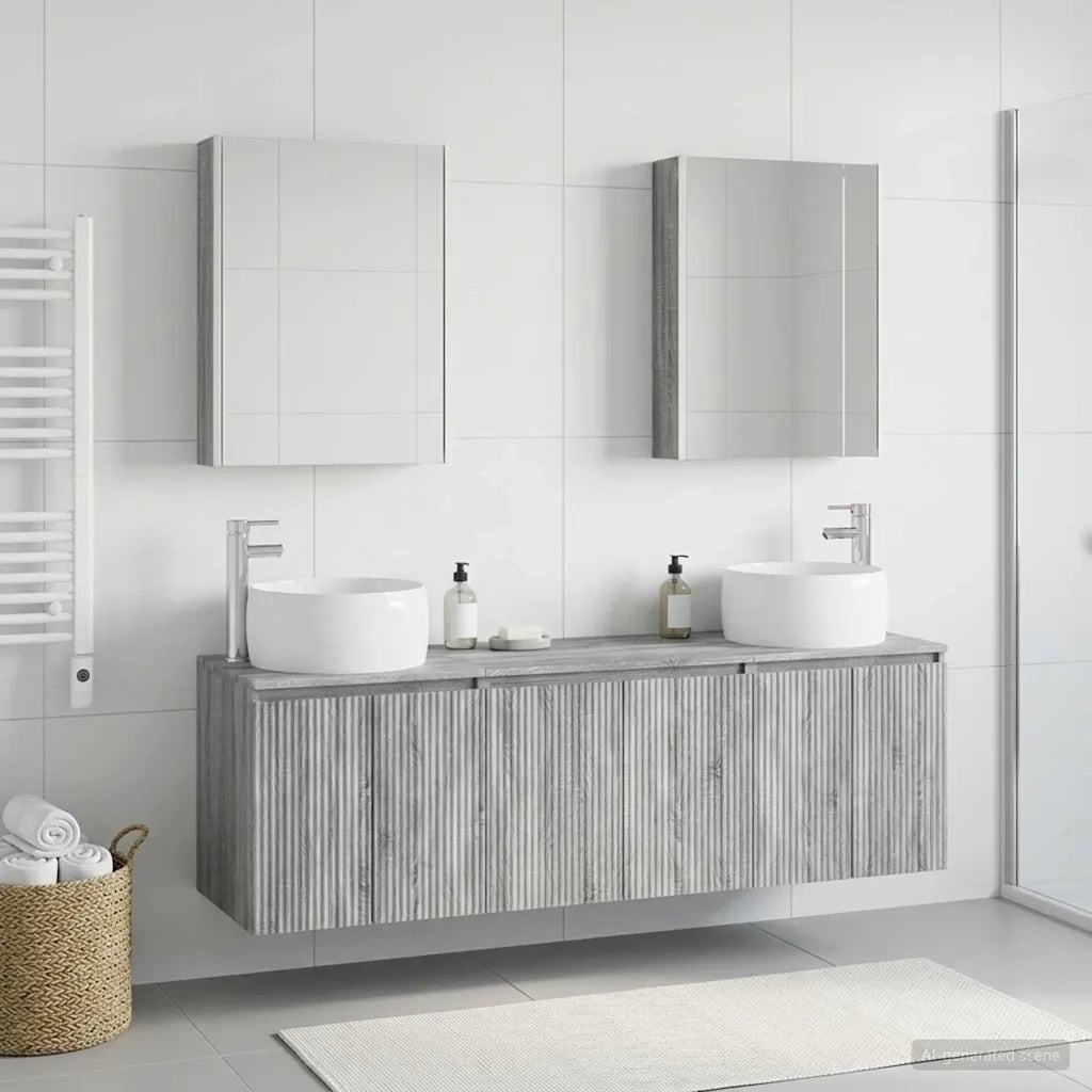 Set di Armadi da Bagno 5 pz Sonoma grigio Legno ingegnerizzato