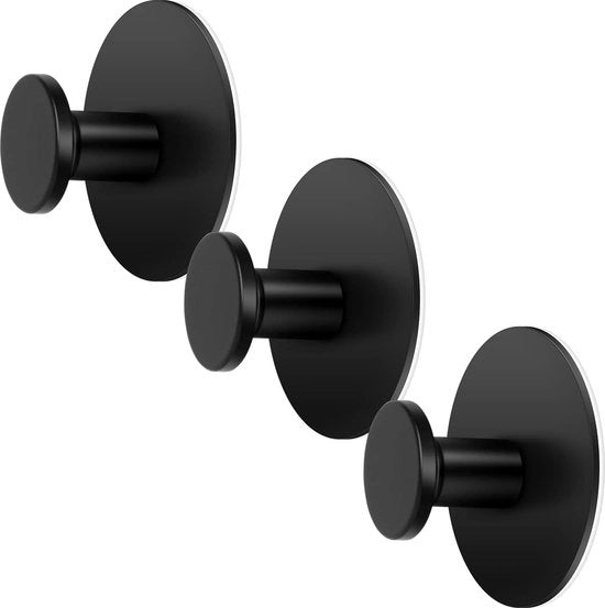 Set di 3 ganci per asciugamani in acciaio inox rotondi con adesivo per parete senza perforazione per armadi bagno e cucina