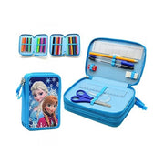 Trade Shop - Astuccio Frozen Anna Elsa Disney 3 Zip Scomparto Accessoriato Scuola Bambini -