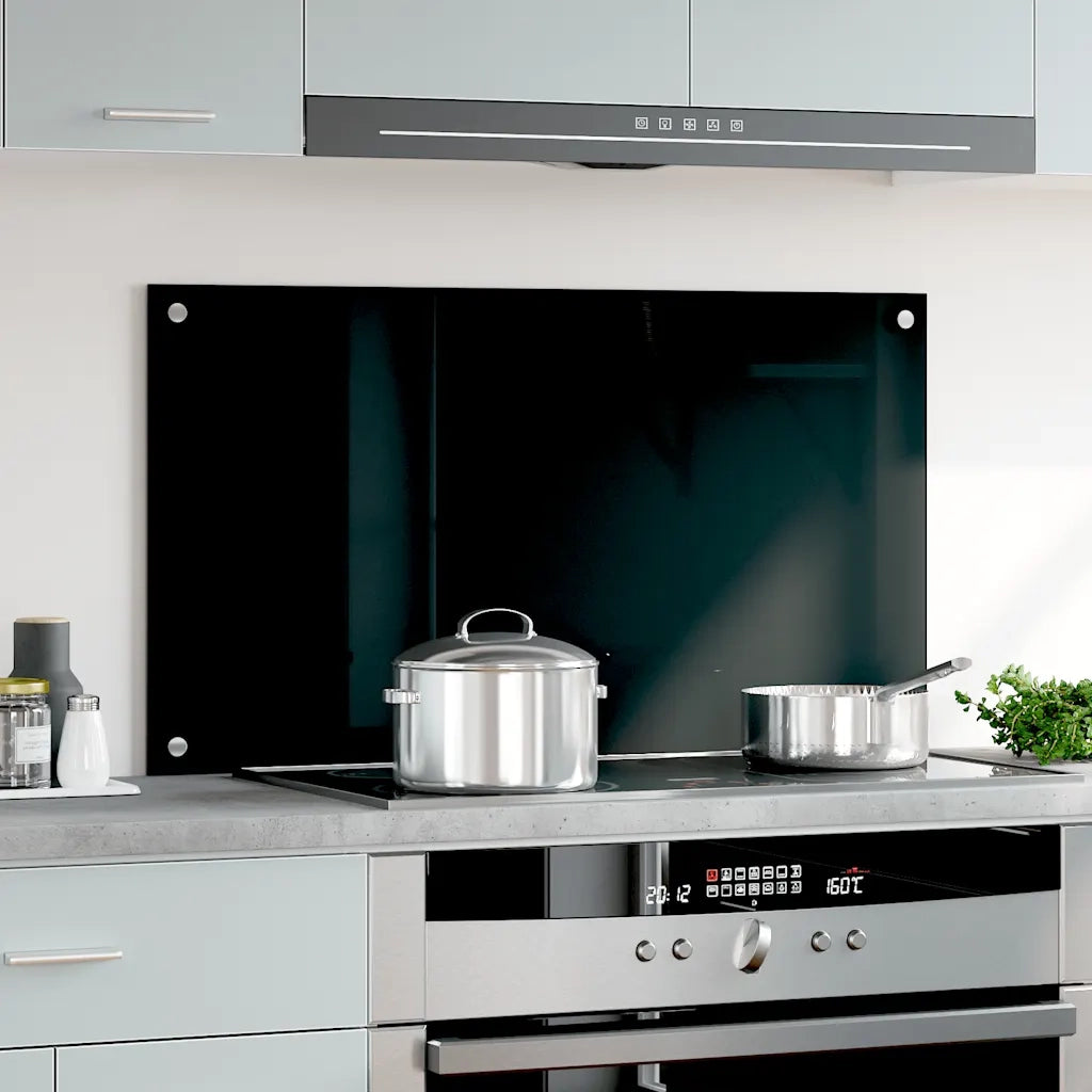 Paraschizzi per Cucina Nero 90x50 cm in Vetro Temperato 249488