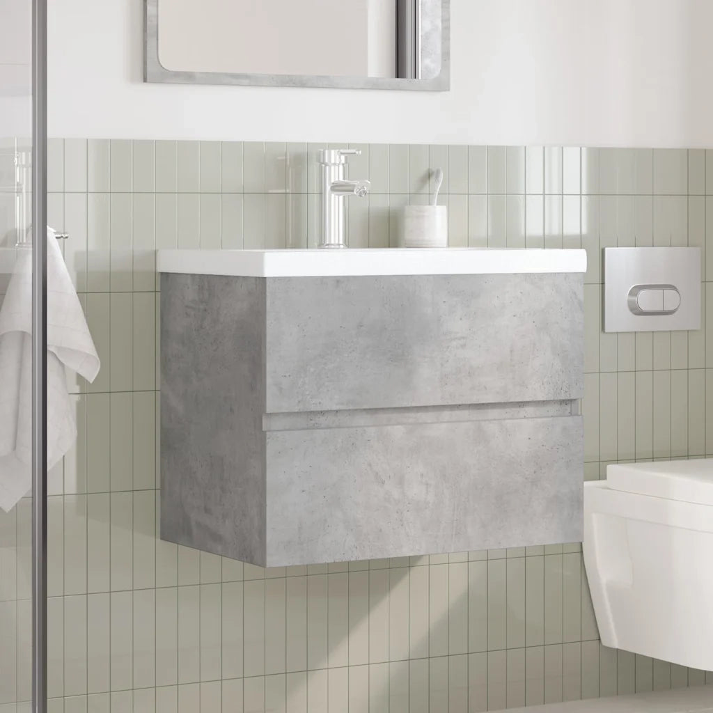Set Mobili da Bagno 2 pz Grigio Cemento in Legno Multistrato 3324914